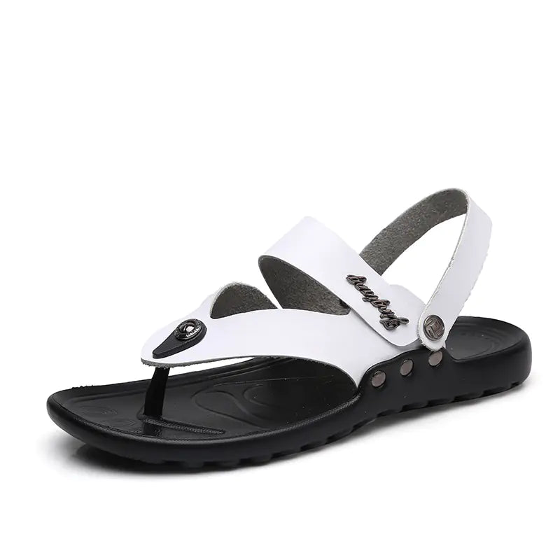 Sandalias de Moda de Cuero para Hombre y Zapatos de Playa Tipo Flip-Flop