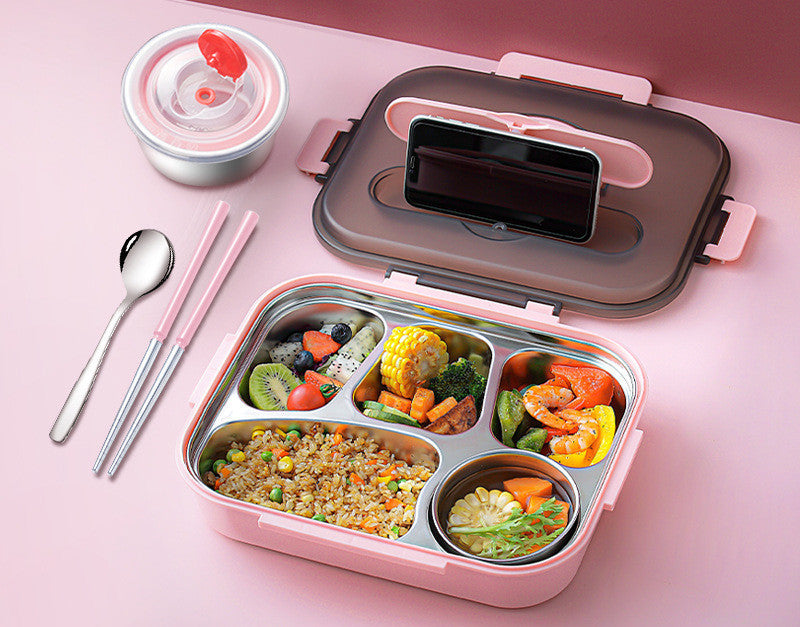 “Lonchera térmica de acero inoxidable 304 con compartimentos herméticos – Bento Box
