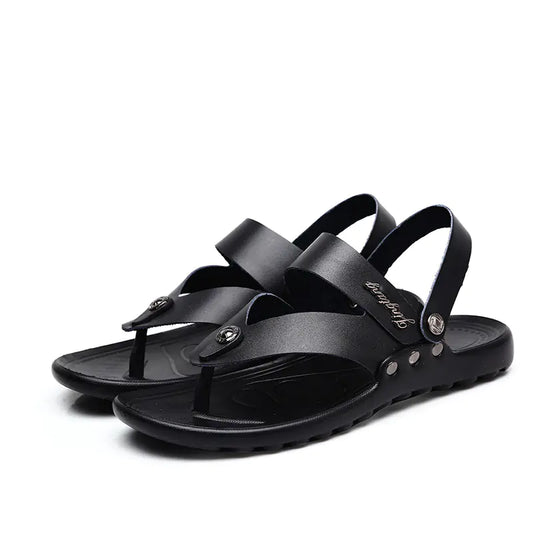 Sandalias de Moda de Cuero para Hombre y Zapatos de Playa Tipo Flip-Flop