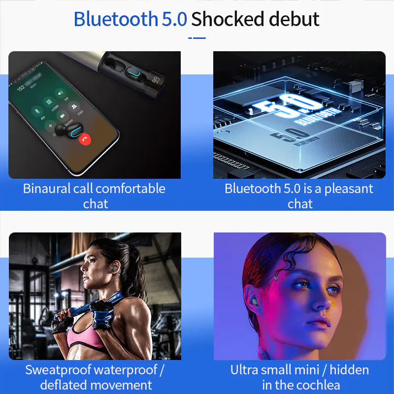 Auriculares Bluetooth Q67 con Banco de Energía Portátil