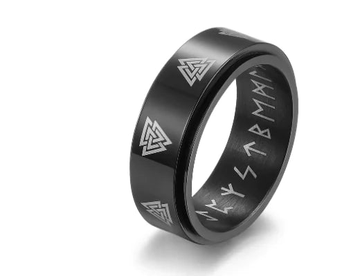 Anillo de Acero Inoxidable con Patrón de Triángulos Rotables